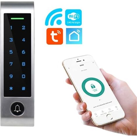 Tuya Sistema di Controllo Accessi Smart Wifi IP66 con Tastiera Touch e Lettore Carte Tastiera + Campanello (1/5)