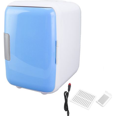 Réfrigérateur de voiture 4 litres, ABS résistant, rangement cosmétique, cloison amovible, mini frigo portable pour aliments et cosmétiques, bleu (1/5)