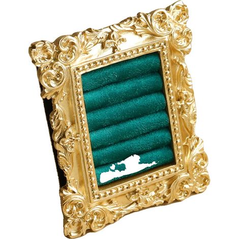 Espositore per gioielli, organizer in velluto, design barocco, 6 pezzi verdi (1/2)