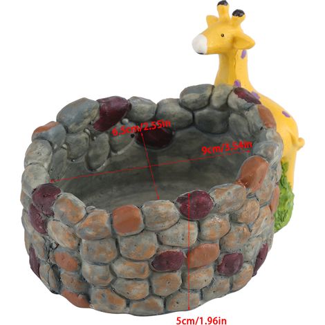 Pot pour plantes résine créatif, Modèle girafe et château, Pour succulentes et plantes décoratives maison, Matière résine de qualité, Dimensions incluses 9x6.5x5cm et 14x20.5cm, 385-611g poids net, Se (1/5)