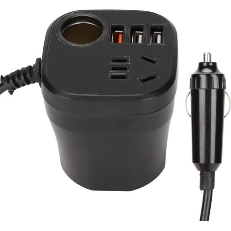 Onduleur Voiture 150W DC 12‑24V vers AC 110‑220V avec Port Allume‑Cigare, 3 Ports USB et Fusible Intégré (1/5)