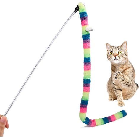 Baguette arc-en-ciel pour chat, lot de 3 baguettes ruban arc-en-ciel pour l'éducation des chatons, baguette charmante (1/5)
