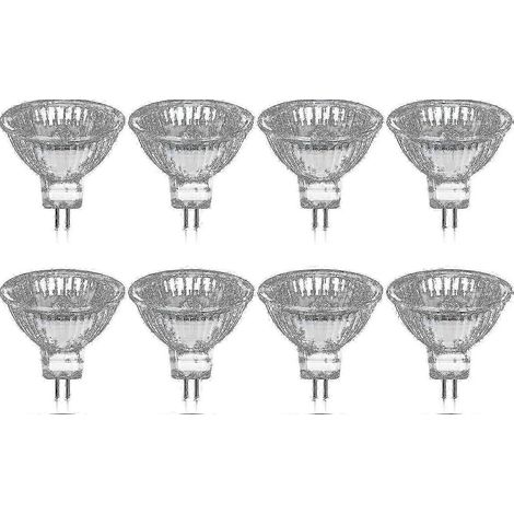 Lot de 8 ampoules halogènes GU5.3 MR16 35 W 12 V à intensité variable, 400 lumens, blanc chaud 2800 K, avec diffuseur en verre (1/4)
