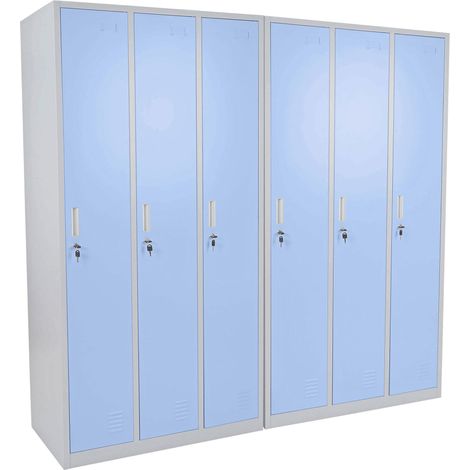 Schließfach Preston T829, Spind Wertfachschrank Schließfachschrank, Metall 6 Fächer blau (1/5)