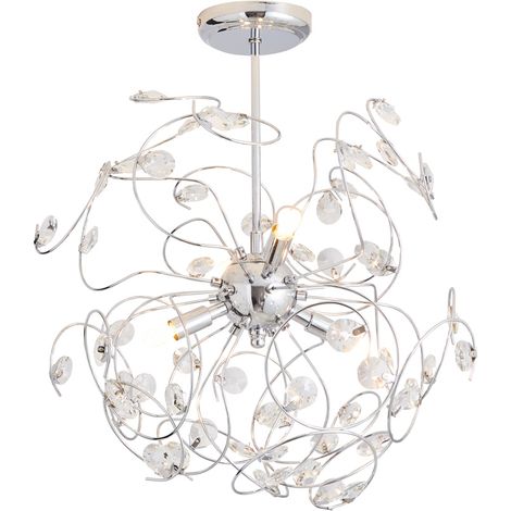 Litecraft Elara 4 Light Crystal Effect Flush Ceiling Light G9 Base - Chrome (1/5)