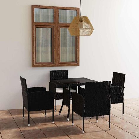 vidaXL Juego de comedor para jardín 5 piezas ratán sintético negro (1/5)