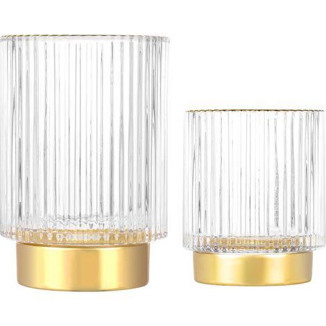 Boîte de rangement maquillage en cristal, pot pinceaux vintage, organisateur pour coiffeuse, salle de bain (clair S+L). (1/5)