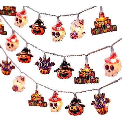 Guirlande lumineuse Halloween 3m, motifs décoratifs – étanche, alimentation par pile, idéale pour fêtes et décoration automnale intérieur/extérieur (1/5)