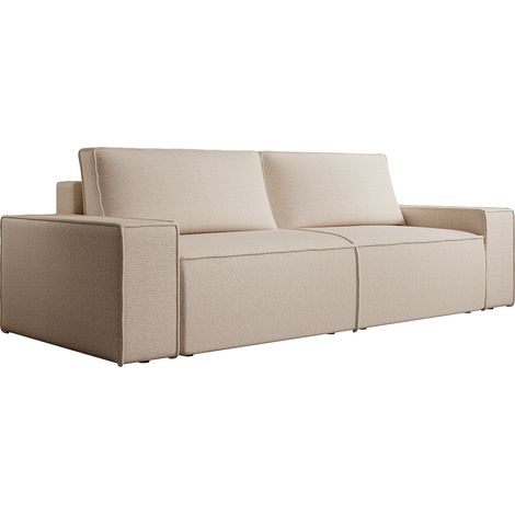 Divano letto 4 posti in Velluto testurizzato Beige - AMELIA