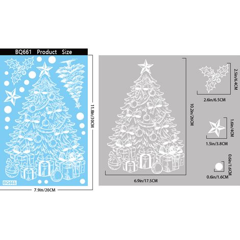 Autocollants de Noël, traîneau, boîte cadeau, autocollants pour vitres, flocons de neige blancs, sapin de Noël, autocollants électrostatiques, décorations de fenêtre, autocollants pour fenêtres.