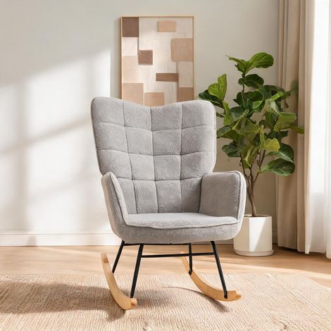 Fauteuil gris clair en imitation cachemire 71 x 98 x 101 cm (1/5)