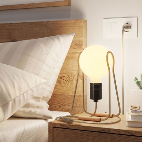 Taché Elegant, lampada da tavolo completa di cavo tessile, interruttore e spina a 2 poli