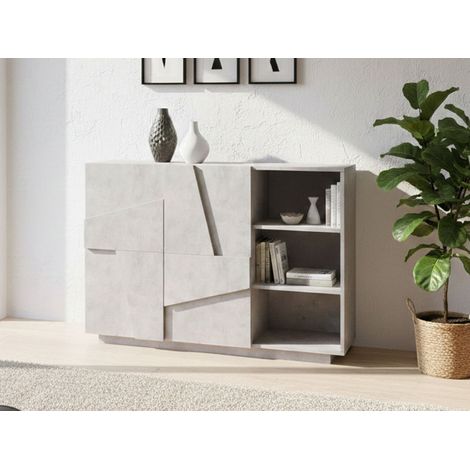 Dmora Mueble de entrada con 2 puertas y estantes abiertos, Made in Italy, Entratina moderna, Aparador para atrio, 121x38h86 cm, Color gris pizarra, con embalaje reforzado (1/4)
