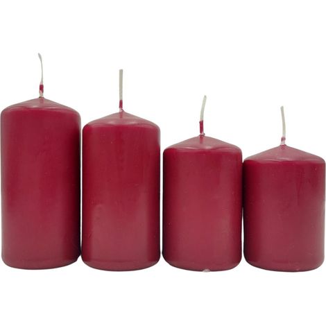 Adventskerzen 4er-Set Stumpenkerzen Weihnachtskerze Stufenkerzen Stumpen Kerze - bordeaux (1/5)