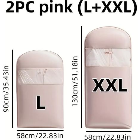 Filiyano-2 housses de compression anti-poussière pour doudounes, sacs à poussière pour armoires, rose (L+XXL) (1/4)
