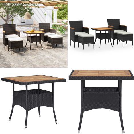 5-tlg. Garten-Essgruppe Poly Rattan & Massivholz Akazie Schwarz - Gartengarnitur - Gartenmöbelset - Esstisch - Esszimmer - Outdoor Möbel - Home & Living (1/5)
