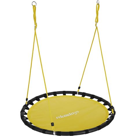 Relaxdays Nest Swing, Round Hanging Swing for Children, Height-Adjustable, Ø: 120 cm, For up to 100 kg, Yellow