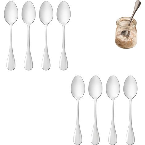 Lot de 8 mini cuillères en acier inoxydable 8,8 cm, cuillère café (1/5)