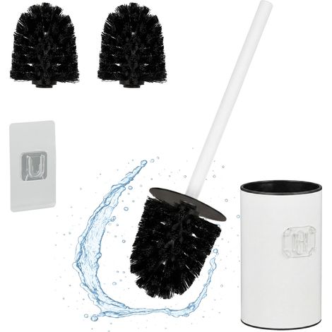 Relaxdays Scopino Bagno WC, Portascopino da Parete, Spazzola con Contenitore in Acciaio e Plastica, Set da Toilette