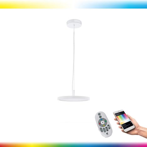 EGLO 33675 Suspension Crosslink CERIGNOLA-C blanc H:110cm Ø:40cm dimmable 2700-6500K avec fonction Connect y compris télécommande (1/5)