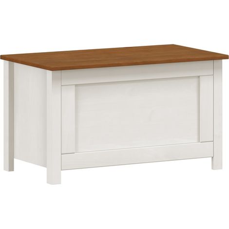 Cassapanca contenitore 80x45 cm in legno bianco/noce