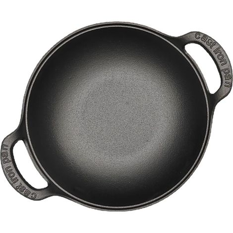 Olla Yuanbao de hierro fundido grueso de doble asa. Olla sopera. Sartén doméstica pequeña. Sartén sin revestimiento. Sartén antiadherente. 30 cm. (1/3)