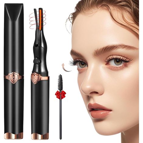 Recourbe-cils électrique avec pince et fonction de chauffage, 3 modes de température, rechargeable et sûr – Cils recourbés longue durée, noir/or (1/5)