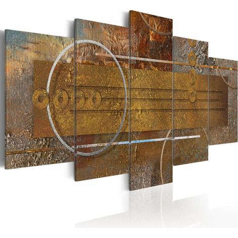 Tableau profondeurs dorées - 100 x 50 cm (1/4)