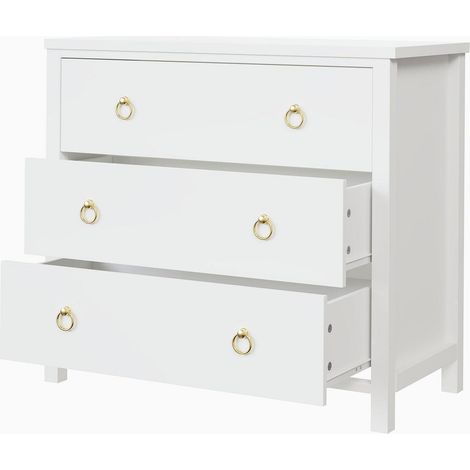 Sideboard mit 3 Schubladen, Kommode weiß, Holzwerkstoff, 80x40x74 cm (1/5)