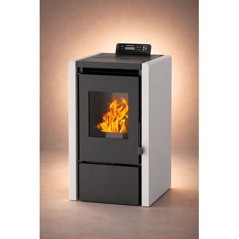 NEMAXX® PC5 stufa a pellet 5,3 kW A+ fino a 120 m³ – Modalità Chrono & ECO, WiFi Ready (App opzionale), combustione a depressione, protezione da surriscaldamento & spegnimento automatico – Grigio (1/5)