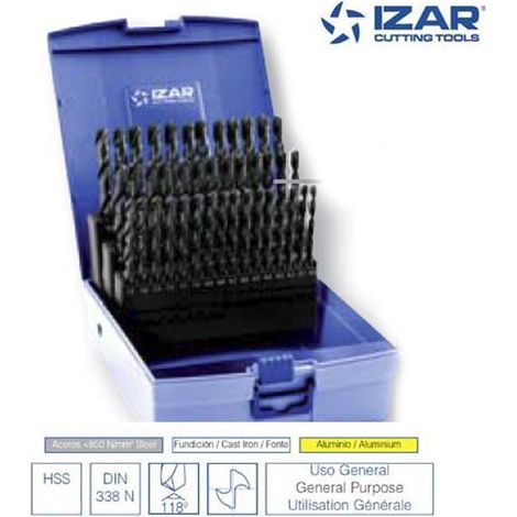 coffret 41 forets HSS DIN338N Izar de 6 à 10 mm par 0.10 mm