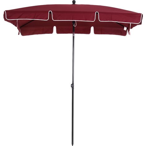 Parasol de terrasse rectangulaire en alumenium 198 x 130 x 245 cm avec fonction d'enclenaison, couleur rouge bordeaux
