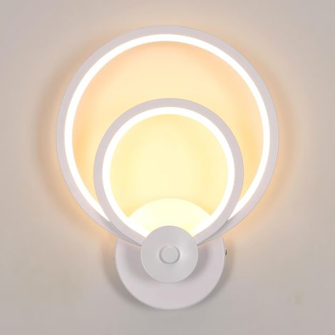 Applique Murale Interieur LED Lampe Moderne Éclairage Luminaire Mural pour Chambre Salon Couloir Escalier Chaud 12W 3000K Acrylique Blanc (1/5)
