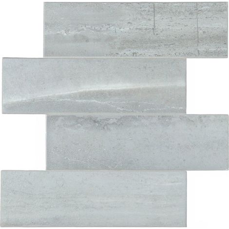 Crédence adhésive murale 3D  - Effet pierre 4 pièces Gris 25x25 cm (1/5)