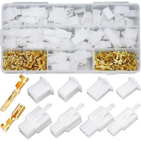 380PCS Connecteur Électrique Moto/Autos 2.8 mm Pas 2 3 4 6 Broches de Connecteurs Mâles et Femelles Sertir Cosse Assortiment Kit (Cosse Electriques 40 Ensembles) (1/4)