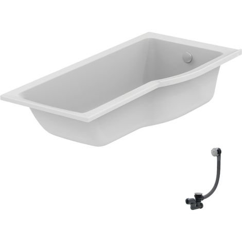 IDEAL STANDARD Bañera/ducha Connect Air de 170 x 80 cm, con desagüe y acabado cromado, instalada a la derecha.