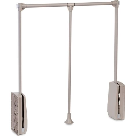 Emuca Appendiabiti per armadio Hang, larghezza regolabile 830-1150 mm, Acciaio e Tecnoplastica Verniciato pietra grigio