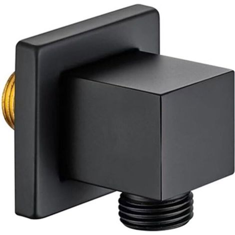 Sortie murale carrée en laiton massif coudée G1,27 cm pour raccord de tuyau de douche, noir (1/5)