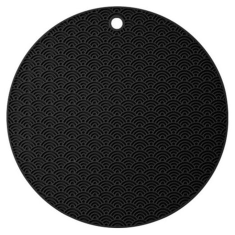 Tapis chauffant rond en silicone - Protection pour induction - Protège-casseroles - Tapis chauffant - Support chauffant trépied - Protection de table - Dessous de plat résistant à la chaleur - Noir (1/4)