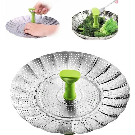 Panier vapeur extensible en acier inoxydable pour légumes, panier vapeur pliable pour autocuiseur (1/5)