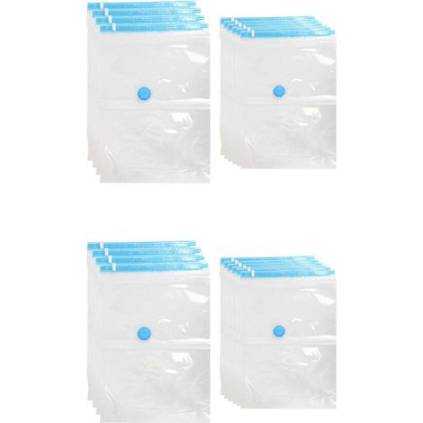 Bolsas de almacenamiento al vacío, juego de 20 unidades, 2 tamaños: 12 unidades (40 x 60 cm) y 8 unidades (60 x 80 cm). Resistentes para guardar ropa, edredones y ropa de cama.