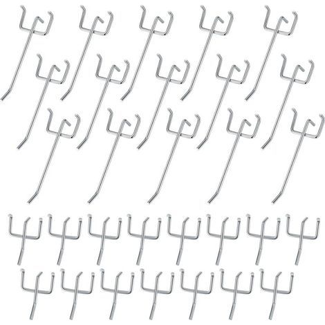 30 Pièces Crochets pour Panneaux Perforés, Crochets Panneau Perforé Porte Mural, Crochets Muraux pour Organiser Outils Établi Rayonnages - 10cm/5cm (1/4)