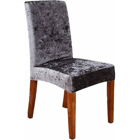 Crushed Velvet Dining Chair Covers Set of 4,Stretch Removable Washable Dining Chair Slipcover Super Soft High Back Chair Cover Protector for Wedding Party Dining Room Home Decor(4pcs,Dark gray) (1/5)