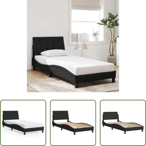 vidaXL Samt - Bettgestell ohne Matratze "Hanko" Schwarz 90x200 cm Samt (1/5)