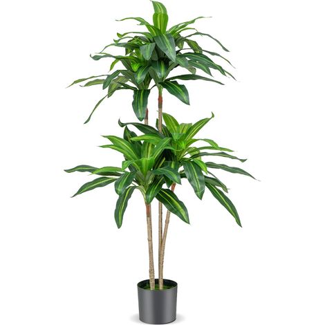 Albero artificiale 140cm con 92 foglie e vaso di cemento incorporato (1/4)