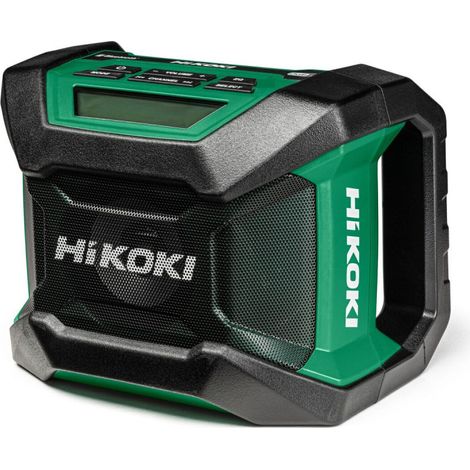 Hikoki – Radio de chantier 18V FM/DAB+ Bluetooth – Longue autonomie jusqu'à 30h – Adaptateur secteur inclus – Conception robuste pour chantiers difficiles
