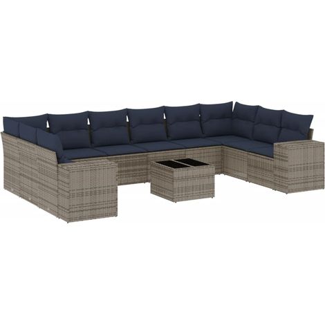 Maison Exclusive - Set Divani da Giardino 11 pz con Cuscini Grigio in Polyrattan (1/5)