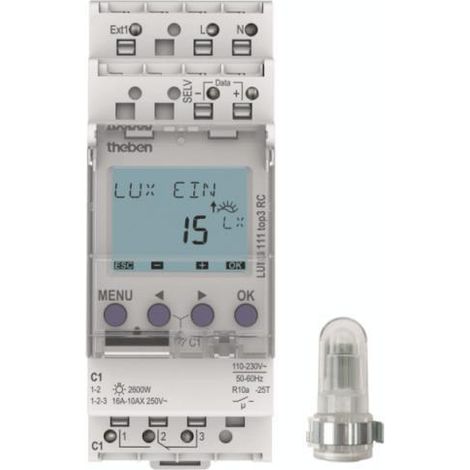 INTERRUPTOR PUSCULAR CR CON SENSOR DE LUZ INT GR - CARRIL DIN LUNA 111 TOP3 AL THEBEN 1110130
