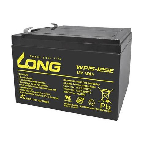 Long WP15-12SE Batterie au plomb noire 12V 15Ah (1/2)