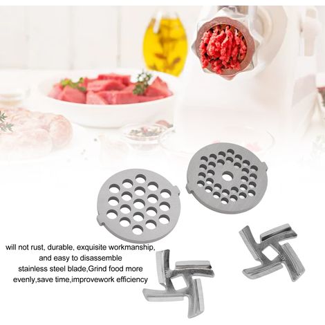 Ortviai Disques de Broyage et Lames en Acier Inoxydable pour Hachoir à Viande – Lot de 4 pièces (2 disques + 2 lames) (1/4)